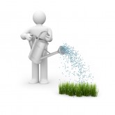 Person pouring grass